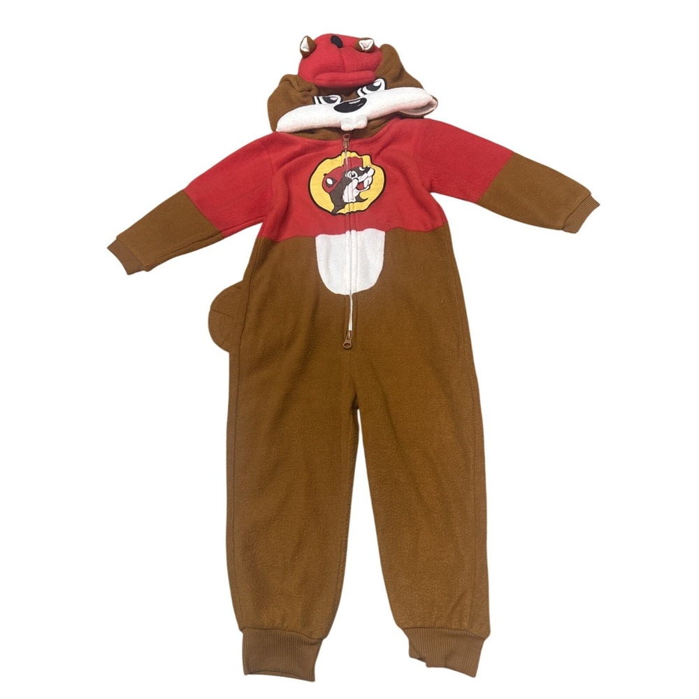 Toddlers 3t Bucees Beaver Fleece Hooded Pajama Costume Jumpsuit Sleepwear